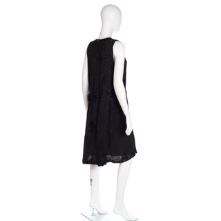 1920s Vintage Flapper Beaded Black Sleeveless Evening Dress With Panels