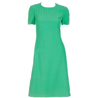 1960s Vintage Guido Ruggeri Green Short Sleeve Day Dress Made in Italy in the 60s