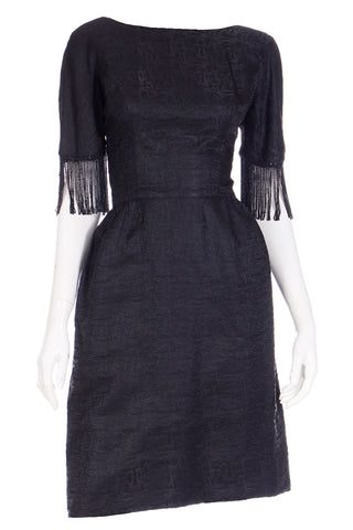 1960s vintage little black dress with beaded sleeves