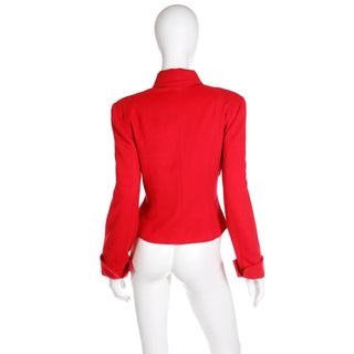 Vintage 1980s Patrick Kelly Red Double Breasted Cashmere Blend Jacket