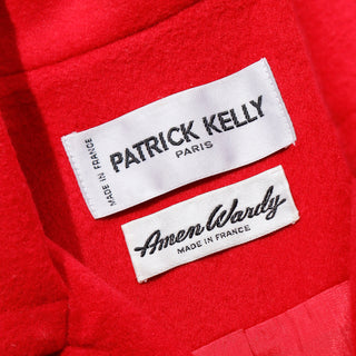 1980s Patrick Kelly Red Double Breasted Cashmere Blend Jacket Amen Wardy France