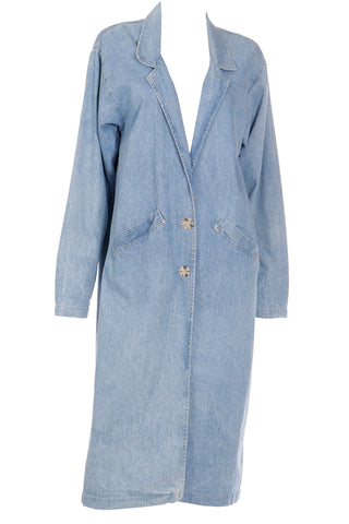 1980s Vintage Denim Blue Jean Duster Coat