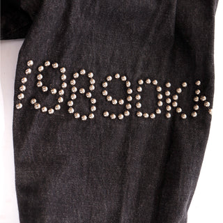 1989 DKNY Novelty Studded Black Denim Vintage Oversized Jacket