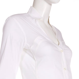 2004 Yves Saint Laurent by Tom Ford White Blouse w Johnny Collar and Sweetheart Detail