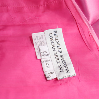 1990s Bellville Sassoon One Shoulder Pink Satin Evening Dress W Shawl Wrap Made in England Silk Blend