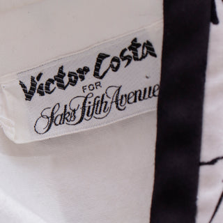 Vintage 1980s Victor Costa for Saks Fifth Avenue Black & White Strapless Dress & Cropped Jacket