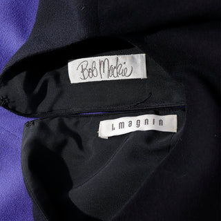 1980s Bob Mackie Purple & Black Dress w Black Tassels Purchased at I Magnin