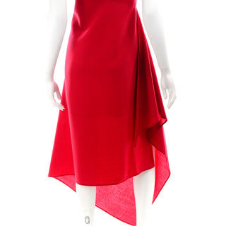 Vintage 1990s Carla Zampatti Rich Red Asymmetrical Evening Dress