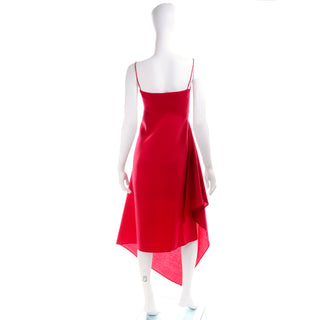 1990s Carla Zampatti Red Evening Dress with asymmetrical hemline