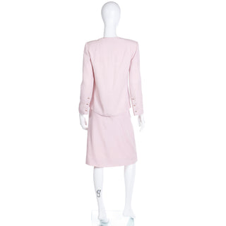 1970s Chanel Creations Philippe Guibourge Pink Silk 2 Piece Jacket & Skirt Suit