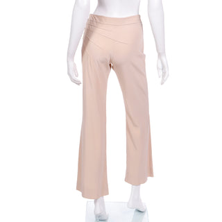 2000s Chloe Vintage Dune Sand Flared Trousers w Unique Pintucks