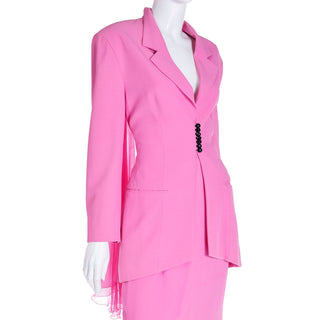 Demi Couture 1990s Christian Dior Boutique Numbered Pink Jacket w Chiffon Drape & 2 different Skirts by Gianfranco Ferre 