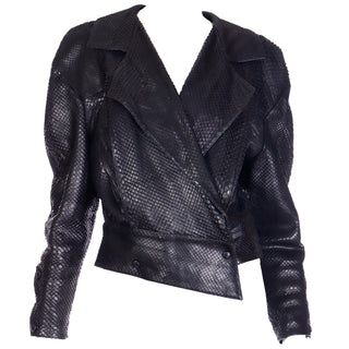 1980s Claude Montana Snakeskin Cut Lamb Leather Jacket Made in France