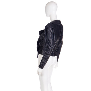 Vintage Black 1980s Claude Montana Snakeskin Cut Lamb Leather Jacket