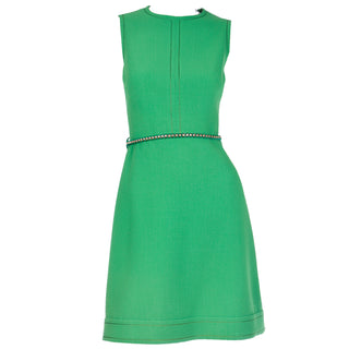 1960s Couture Veronese 414 Saint Honore Paris Vintage Green Sheath Dress 