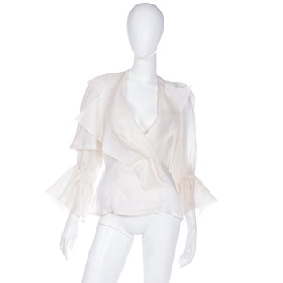 1995 Christian Lacroix Ivory Silk Organza Blouse Deadstock with Original Tags