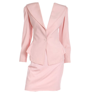 1980s Emanuel Ungaro Pink Peplum Jacket & Pencil Skirt Suit