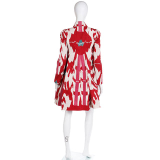 2015 Runway Emporio Armani Red Ikat Print Jacket with blue and pink accents