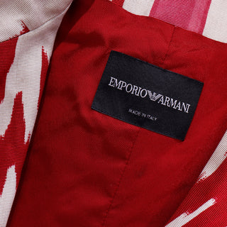 2015 Runway Emporio Armani Red Ikat Print Jacket Made in Italy S/M