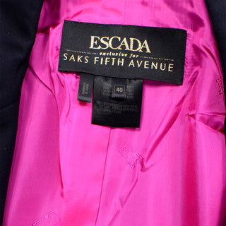 Vintage 1990s Escada Midnight Navy Blue & White Blazer Jacket 40