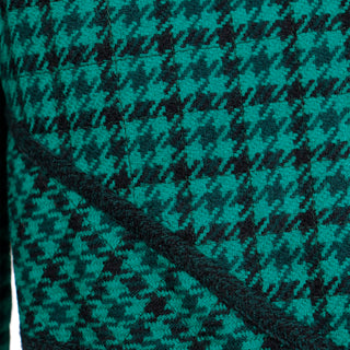 1980s Geoffrey Beene Green Plaid Cropped Zip Front Jacket M