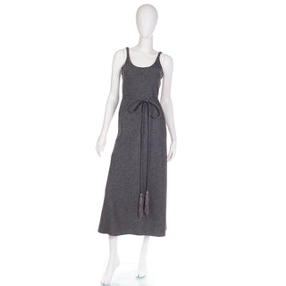 1970s Geoffrey Beene Vintage Grey Wool Day Dress