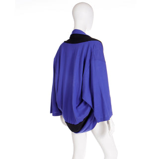 1990s Gianfranco Ferre Purple & Black Draped Wrap Vintage Sweater Top