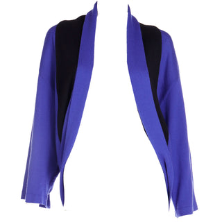1990s Gianfranco Ferre Purple & Black Draped Wrap Sweater Top Italy Size 42