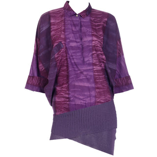 1980s Gianni Versace Purple Abstract Print Asymmetrical Top