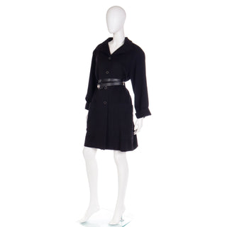 F/W 1987 Gianni Versace Wool Coat With Branded Leather Belt Runway Documented