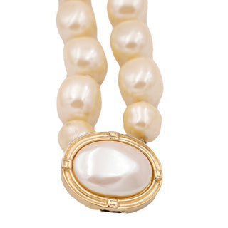 1980s Givenchy Gold Plate & Baroque Faux Pearl Double Strand Bracelet Rare