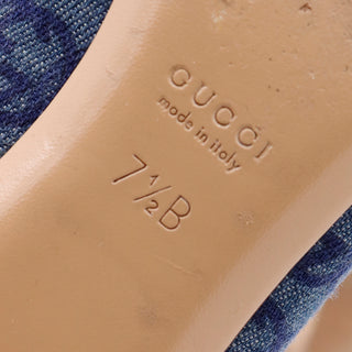 2000s Gucci Blue Canvas Shoes Monogram Logo Ballet Flats 7.5
