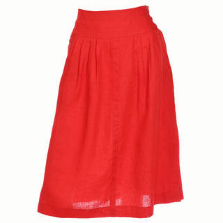 1980s Vintage G Gucci High Waist Red Linen High Waisted Skirt Made in Italy