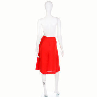 1980s Vintage G Gucci High Waist Red Linen High Waisted Skirt Size M