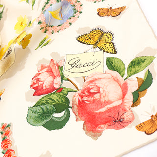 Gucci Colorful Silk Floral Scarf With Butterflies Bees and Insects print