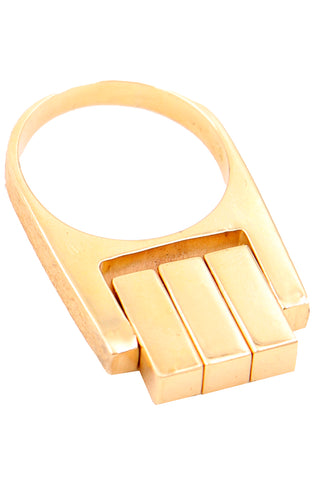 1970s Hans Hansen Denmark Modernist 14k Gold Kinetic Ring