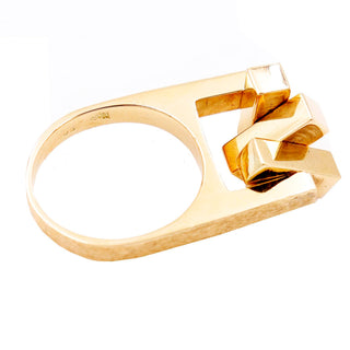 Vintage 1970s Hans Hansen Denmark Modernist 14k Gold Kinetic Ring