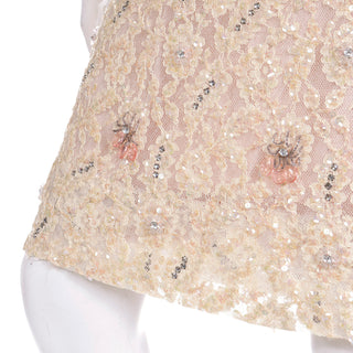 1950s Karen Stark for Harvey Berin Beaded Lace Dress XS