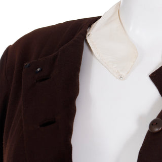 1970s Jean Louis I Magnin Brown Pleated Vintage Dress w detachable collar