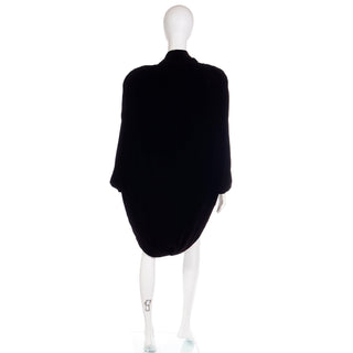 1980s Karen Okada Vintage Black Velvet Evening Coat w Gold Lame Lining