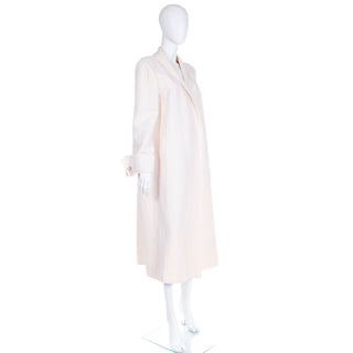 1990s Laura Biagiotti Ivory Vintage Evening Coat with Fine Mesh Overlay