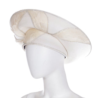 1990s Makins White with Cream Feathers Church Derby Hat
