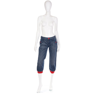 2000s Vintage Marc Jacobs Knicker Style Cropped Denim blue Jeans