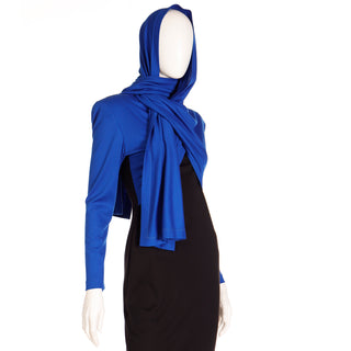Vintage F/W 1989 Patrick Kelly Blue & Black Knit Dress With Draped Panels France