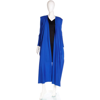 1989 Patrick Kelly Paris Blue & Black Knit Dress With Draped Panels