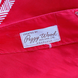 1950s Peggy Wood Honolulu Vintage Red Sarong Tropical Dress Hawaiian designer 