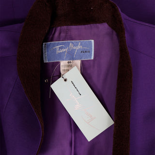 1980s Deadstock Thierry Mugler Purple Wool Jacket w Alpaca Trim