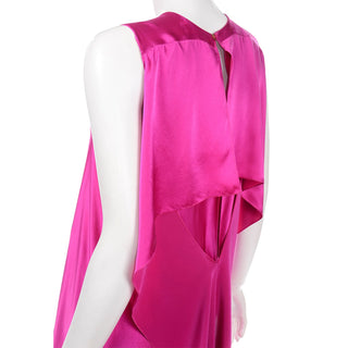 2000s Maison Rabih Kayrouz Hot Pink Silk Dress w/ Drape in Back