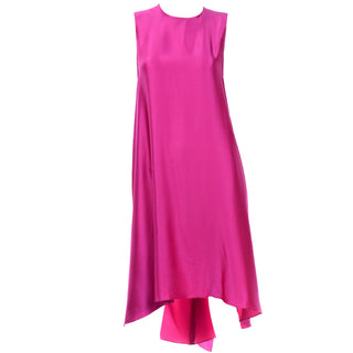 2000s Maison Rabih Kayrouz Hot Pink Silk Dress w/ Draped Back