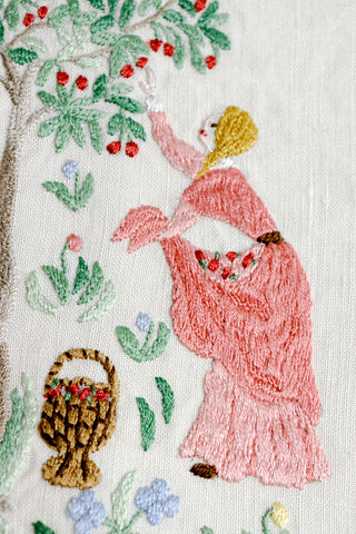 Baroness Rapisardi of Florence Hand Embroidered Set of 2 Guest Towels Lady Picking Apples